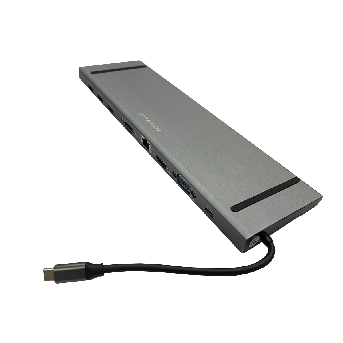 Adaptador Hub 10 en 1 Tipo C Usb 3.0x3 Aux Hdmi Rj45 Vga Gris