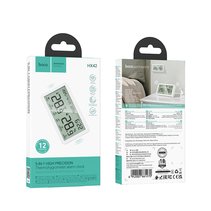 Higrotermometro Interior Con Reloj Hoco Hx42 Blanco – imagen 3