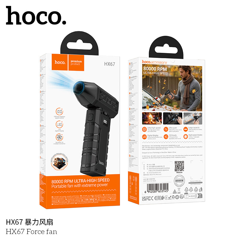 Ventilador Portatil Ultra Velocidad Hoco Hx67 Negro – imagen 3
