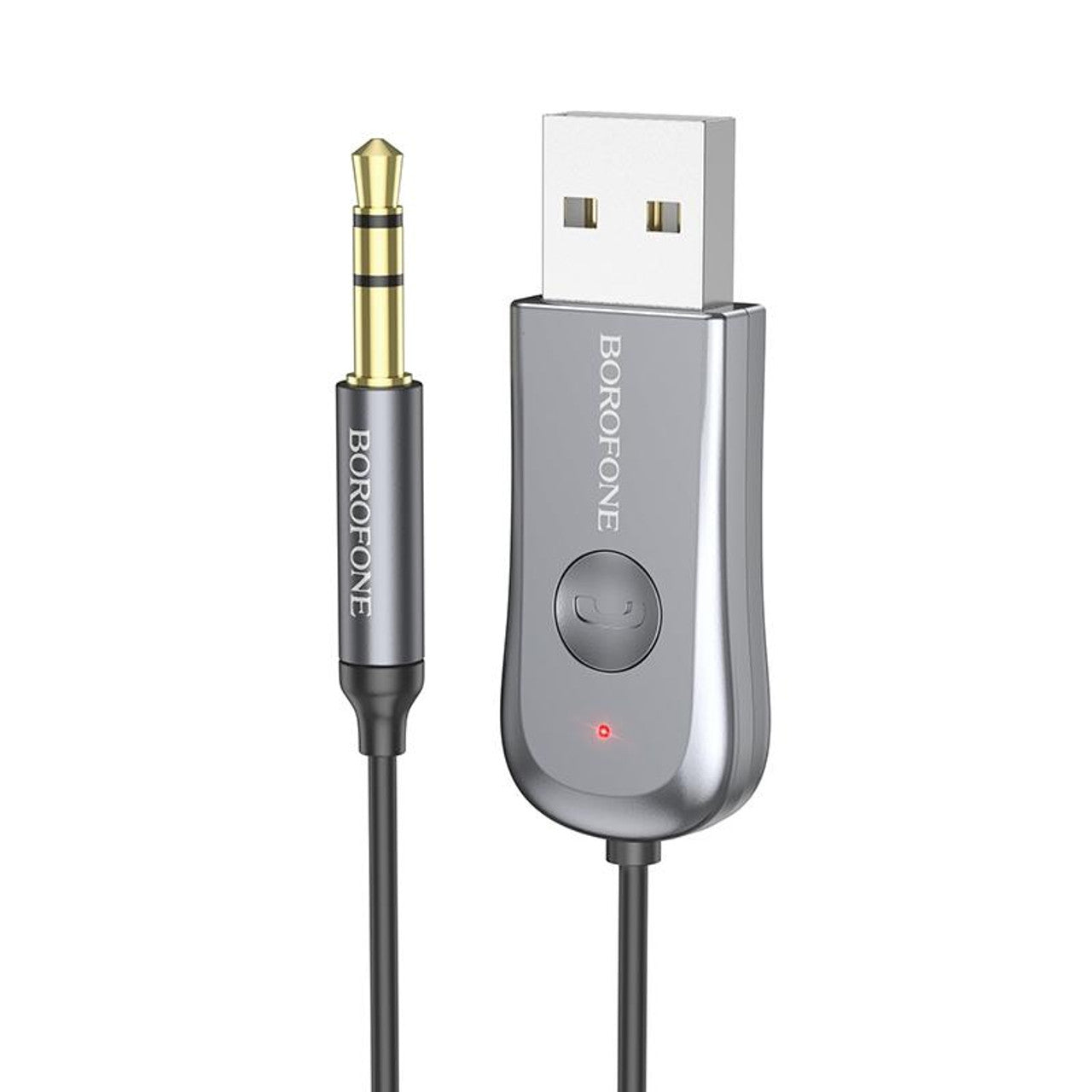 Receptor Bluetooth Auto Borofone Bc44 Usb A Auxiliar 3.5mm Gris