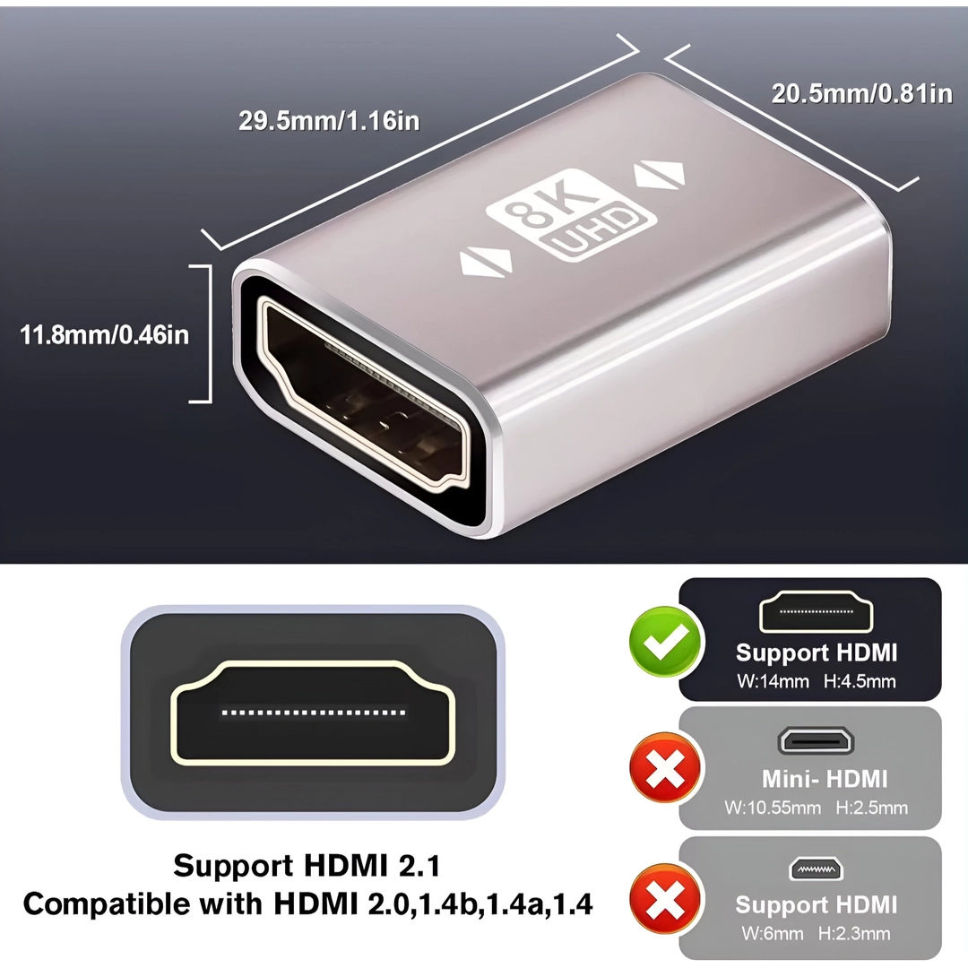 Copla Hmdi a Hdmi 8k Hembra a Hembra Birlink Br10317 Gris – imagen 4