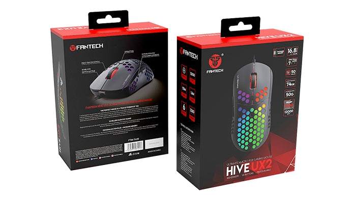 Mouse Gamer Fantech Hive Ux2 Ultimare Rgb 12000 Dpi Negro – imagen 2