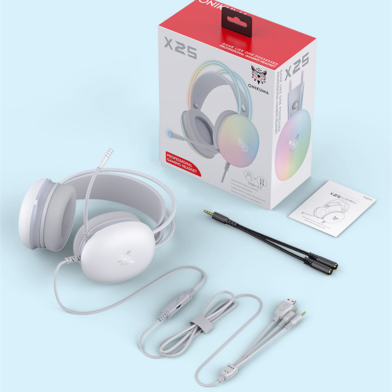 Audifonos Gamer Onikuma X25 Rgb Blanco – imagen 3