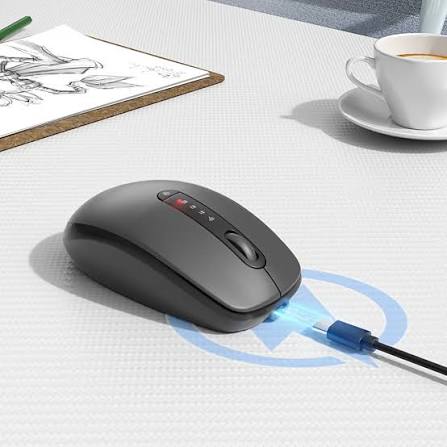 Mouse Inalámbrico Silencioso Meetion BTM100R Dual 2.4G + Bluetooth Negro - vista 3