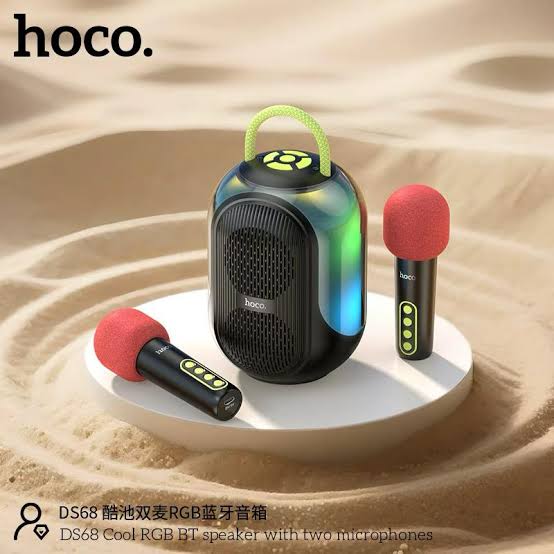 Parlante Karaoke Hoco DS68 Bluetooth RGB 10W con 2 Micrófonos Inalámbricos - vista 2