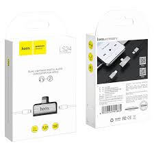 Adaptador Dual 2 en 1 Hoco Ls24 Para Lightning Gris – imagen 2