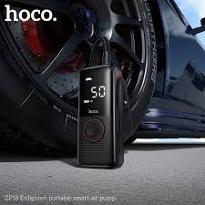 Inflador De Neumaticos Portatil Hoco Zp18 Con Luz Negro – imagen 2