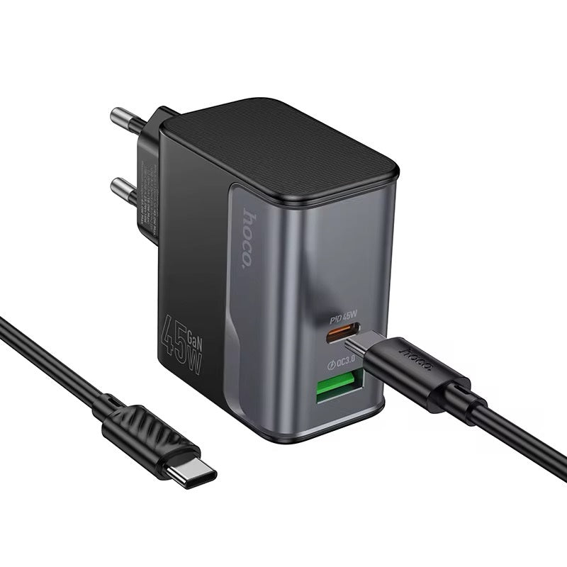 Cargador Carga Rapida Hoco Cs74a 45w + Tipo C Usb Negro – imagen 2