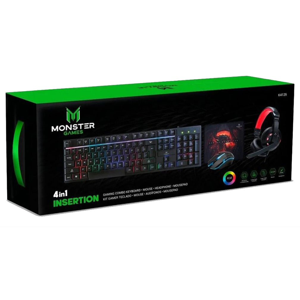 Kit Gamer Monster 4 En 1 Rgb Insertion K4125 Negro – imagen 4