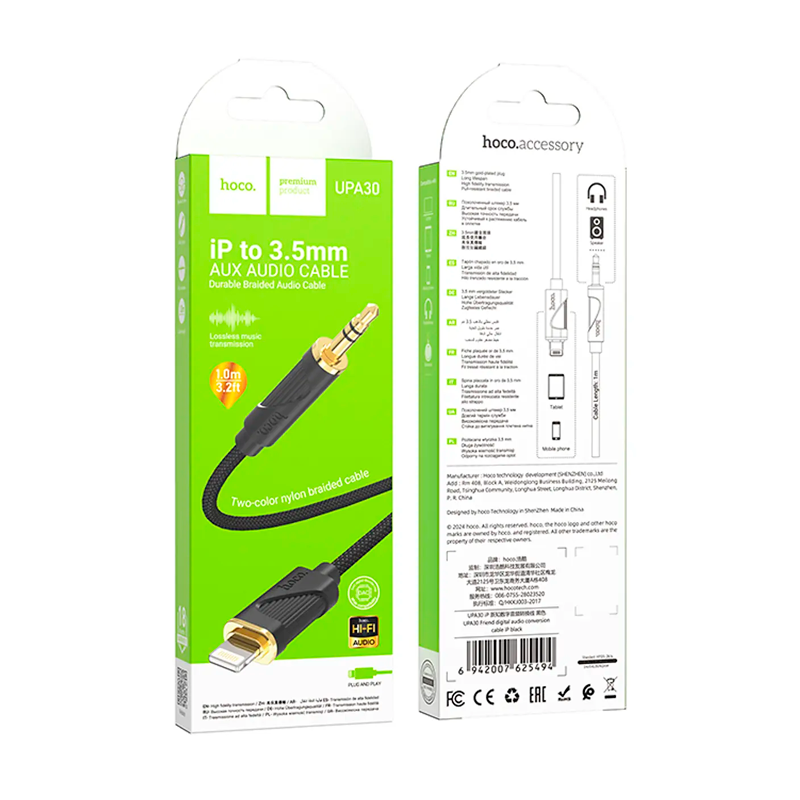 Cable Auxiliar 3.5mm Para Lightning Upa30 1 Metro Negro – imagen 3