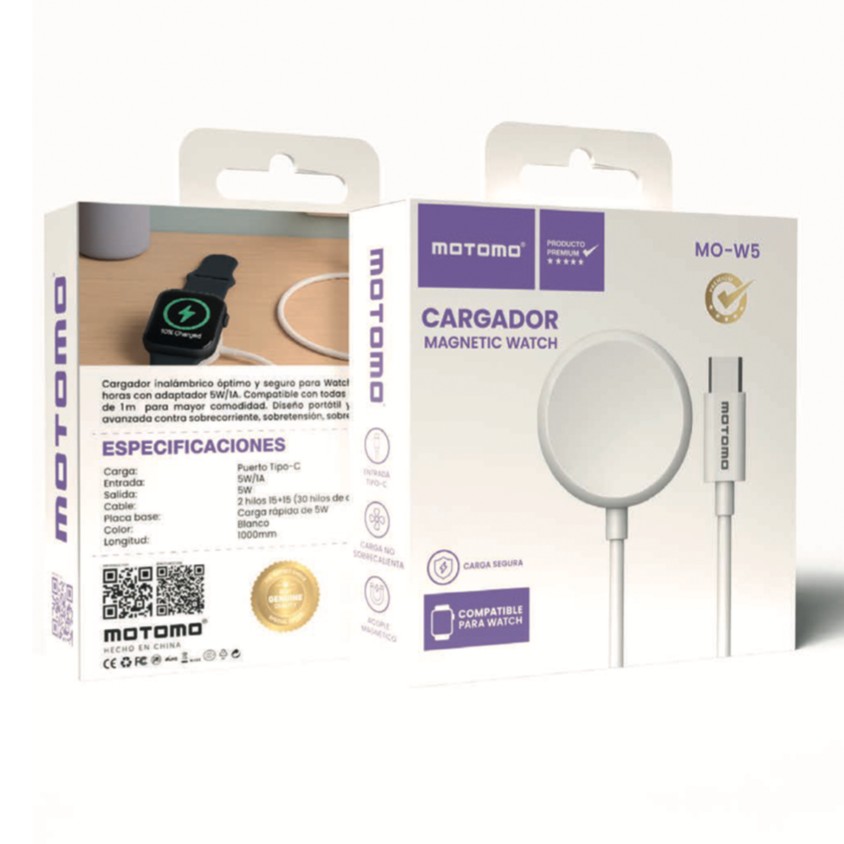 Cable Cargador Para Apple Watch Motomo Mo-w5 Blanco – imagen 2