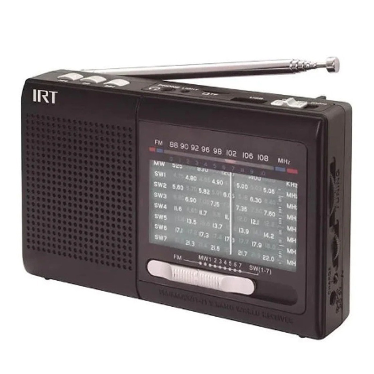 Radio Irt Fm Am Sw Usb Msd Con Bateria Recargable Negro