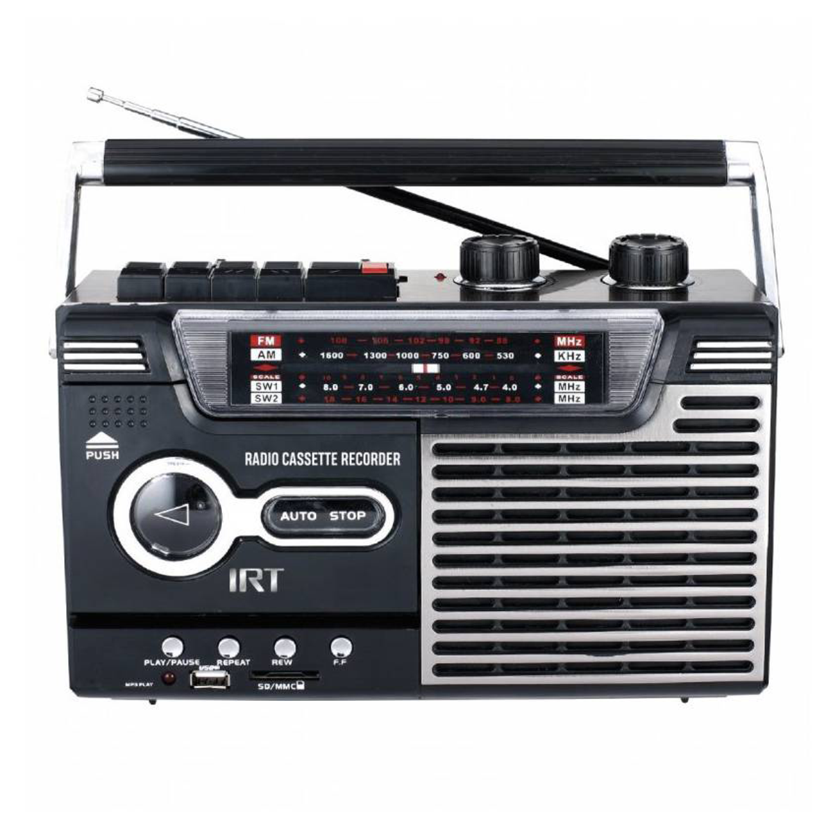 Radio Portatil Bluetooth Casette Recorder Irt I005Gsfm500 Fm Usd Negro