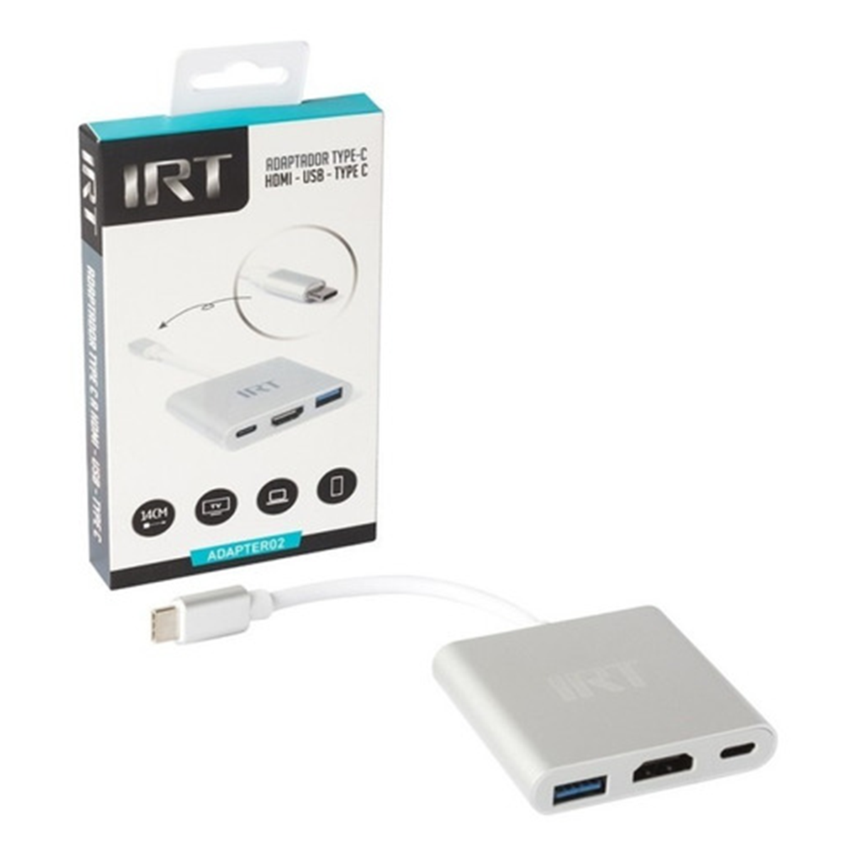 Cable Adaptador Tipo C A Usb 3.0 + Hdmi + Tipo C Irt