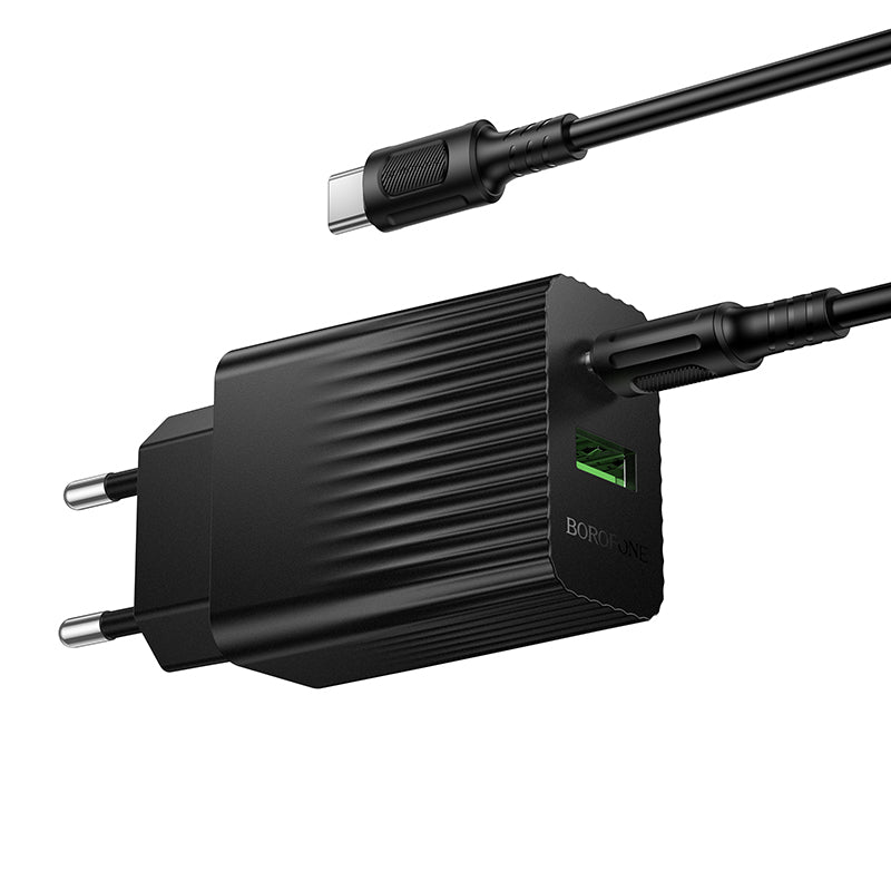 Cargador Borofone Ba76a 30w Qc 3.0 + Tipo C a Tipo C Negro – imagen 4