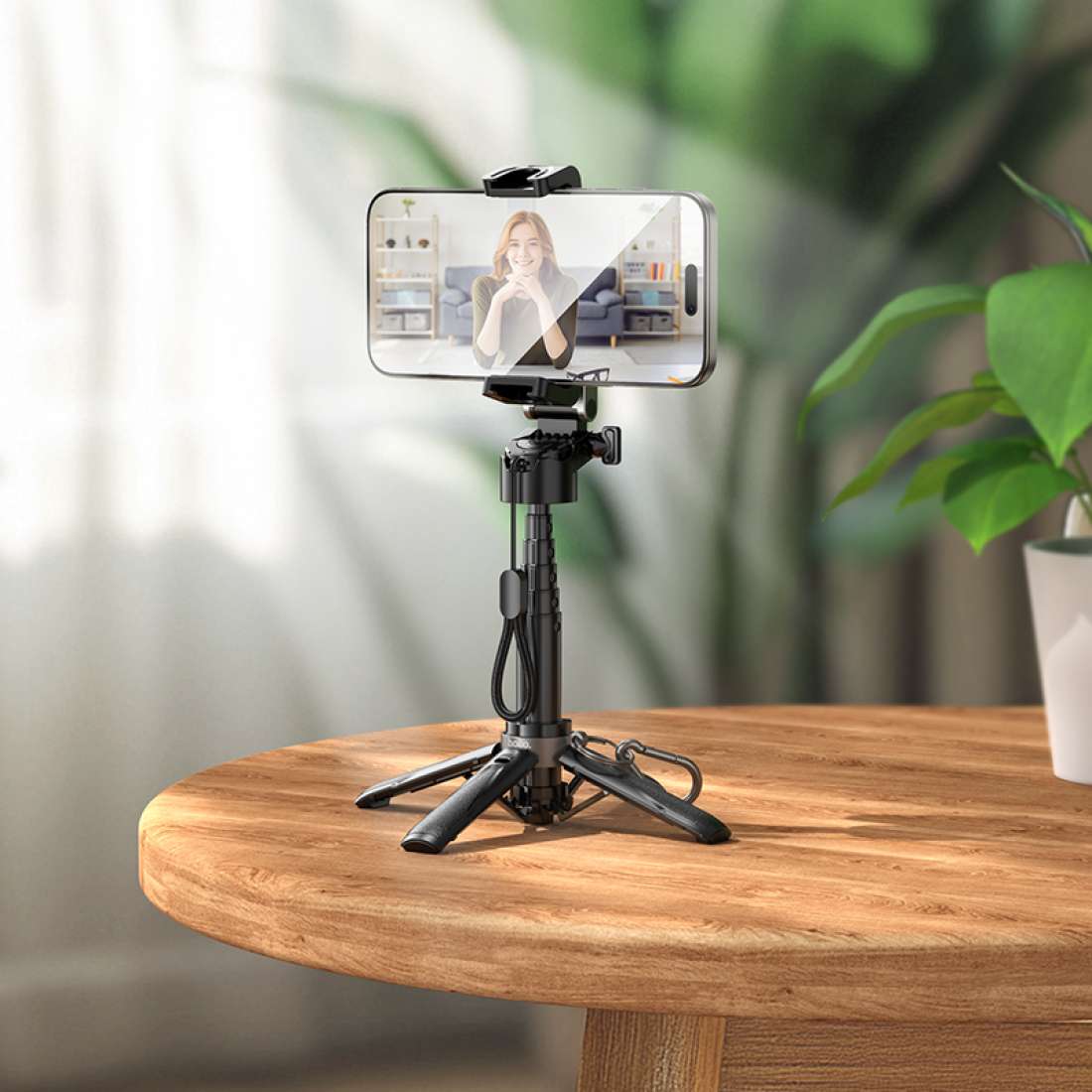Baston Selfie Tripode Bluetooth Mini Hoco K27 Negro – imagen 3