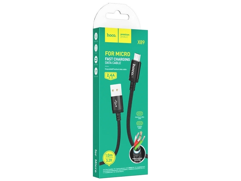 Cable Usb a Micro Usb Hoco X89 1 Metro Negro – imagen 2