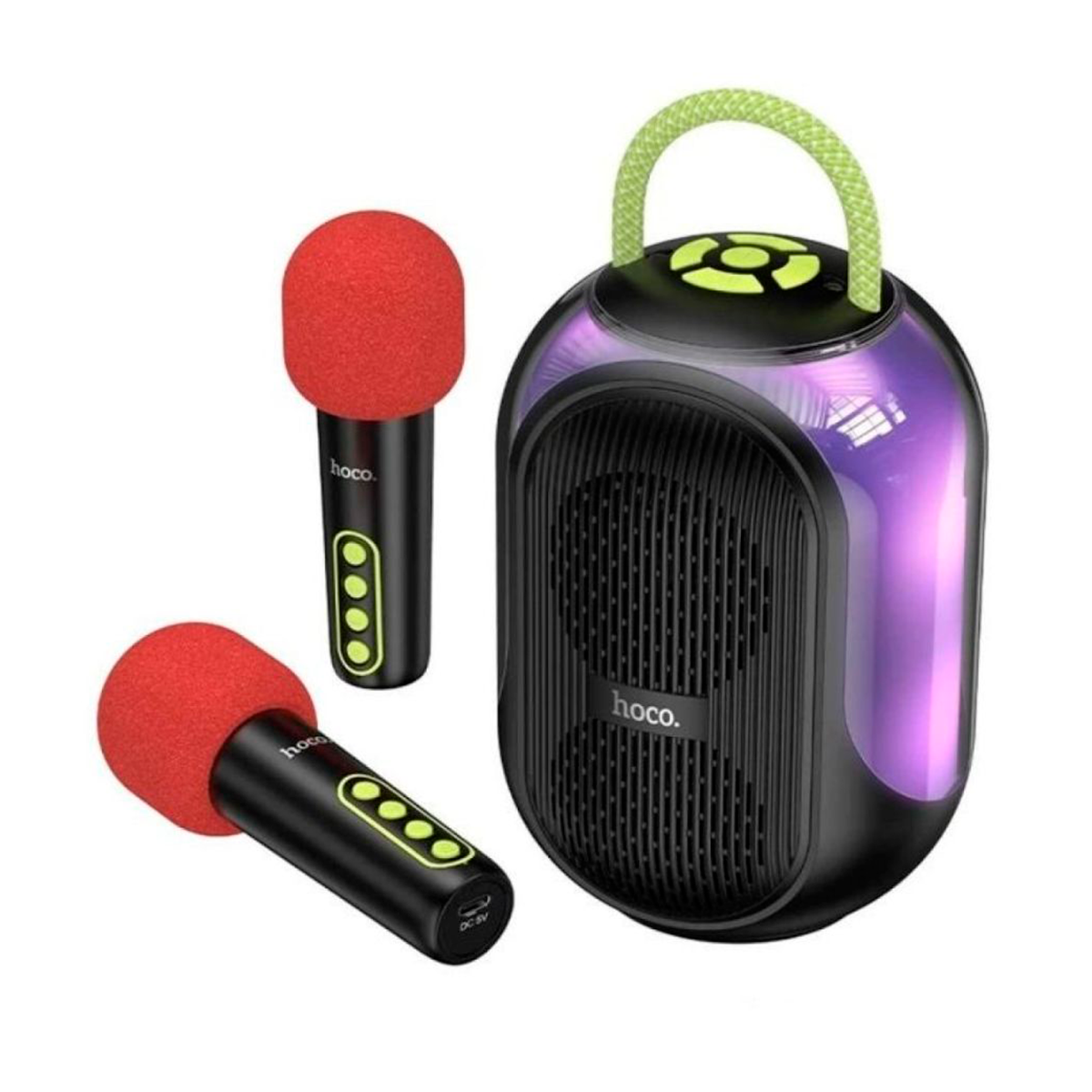 Parlante Karaoke Hoco DS68 Bluetooth RGB 10W con 2 Micrófonos Inalámbricos