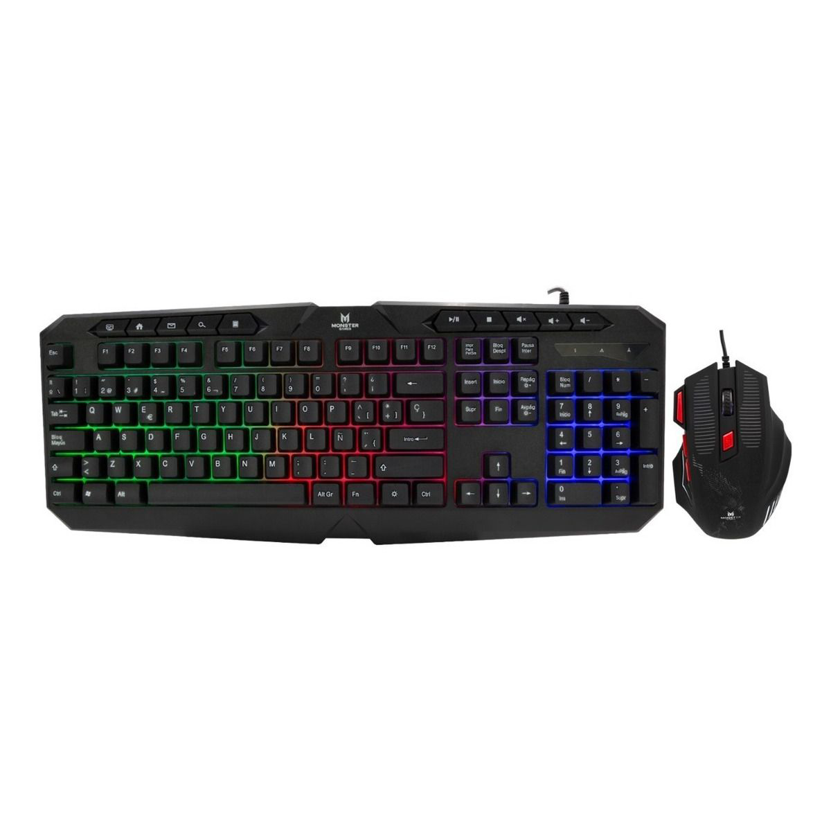 Kit Gamer Teclado y Mouse Monster Initiation Rgb Negro