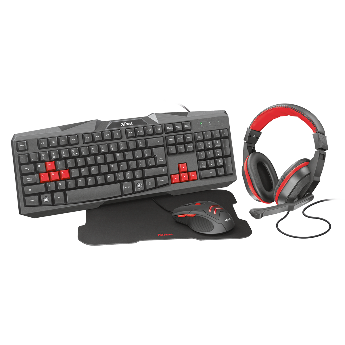 Kit Gamer Trust Ziva 4 en 1 Teclado Mouse Headset Mousepad