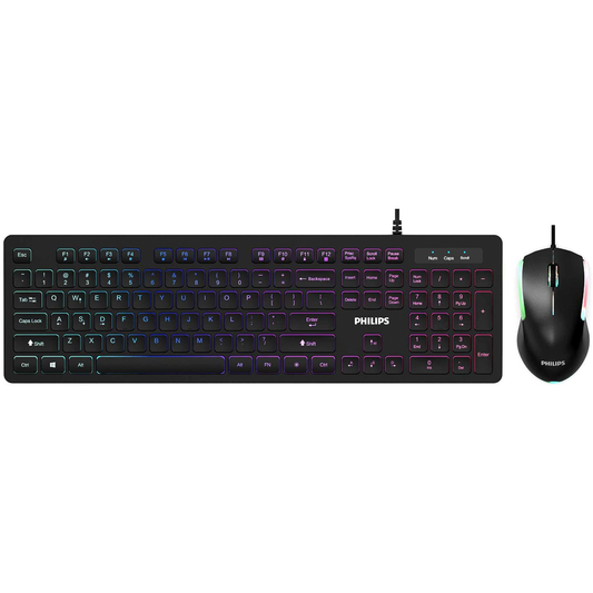 Combo Kit Gamer Teclado y Mouse Philips Iluminado Negro