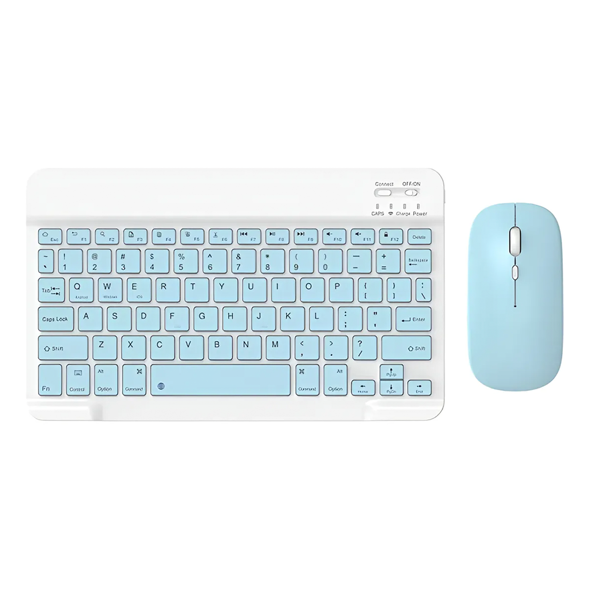 Kit Teclado + Mouse Mini Inalámbrico Bluetooth Español Celeste
