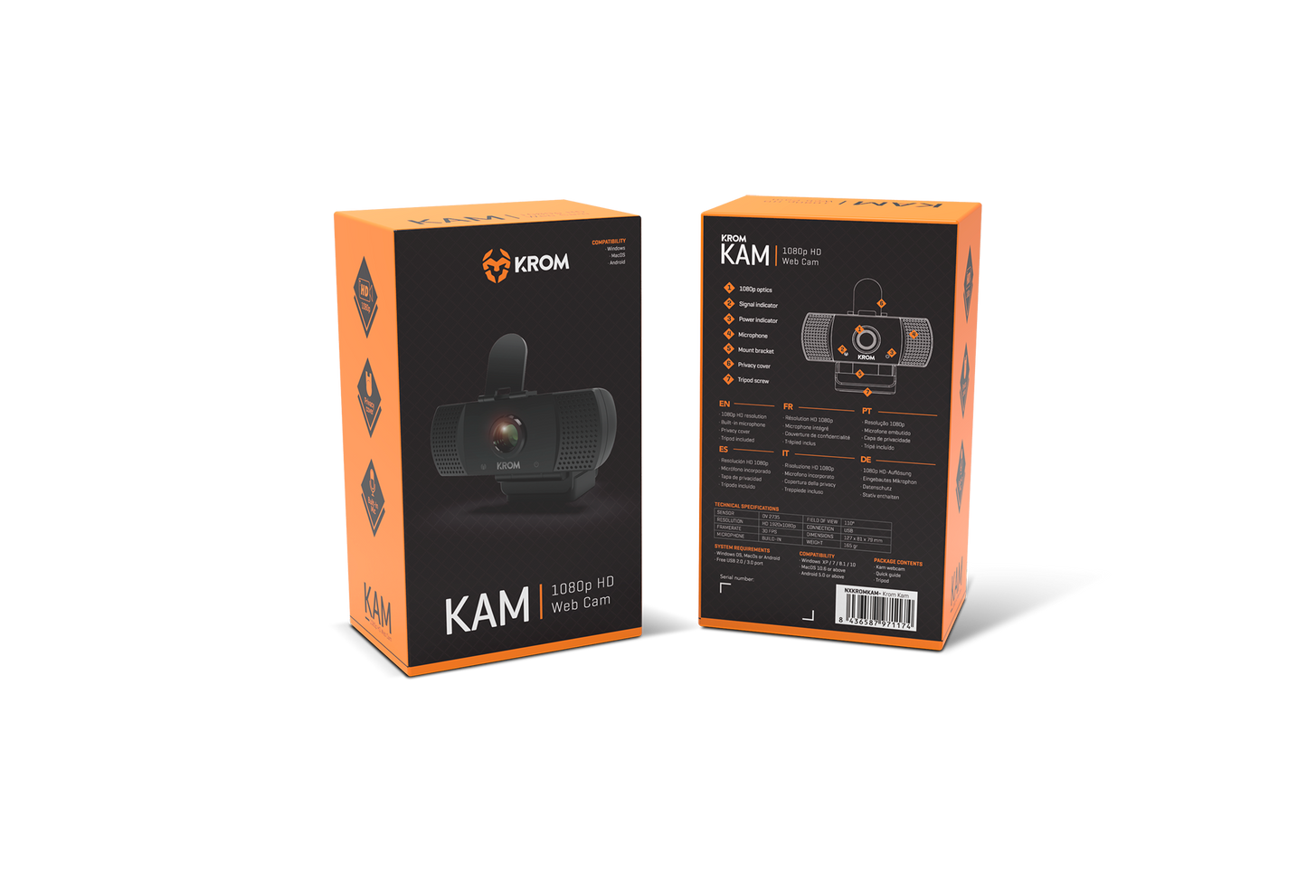 Camara Web Webcam 1080P HD Krom Kam Negro – imagen 3