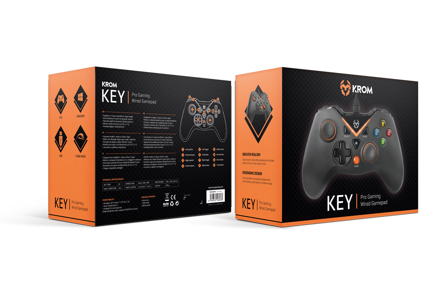 Control Joystick Usb Krom Key Wired Pc Ps3 Negro – imagen 5