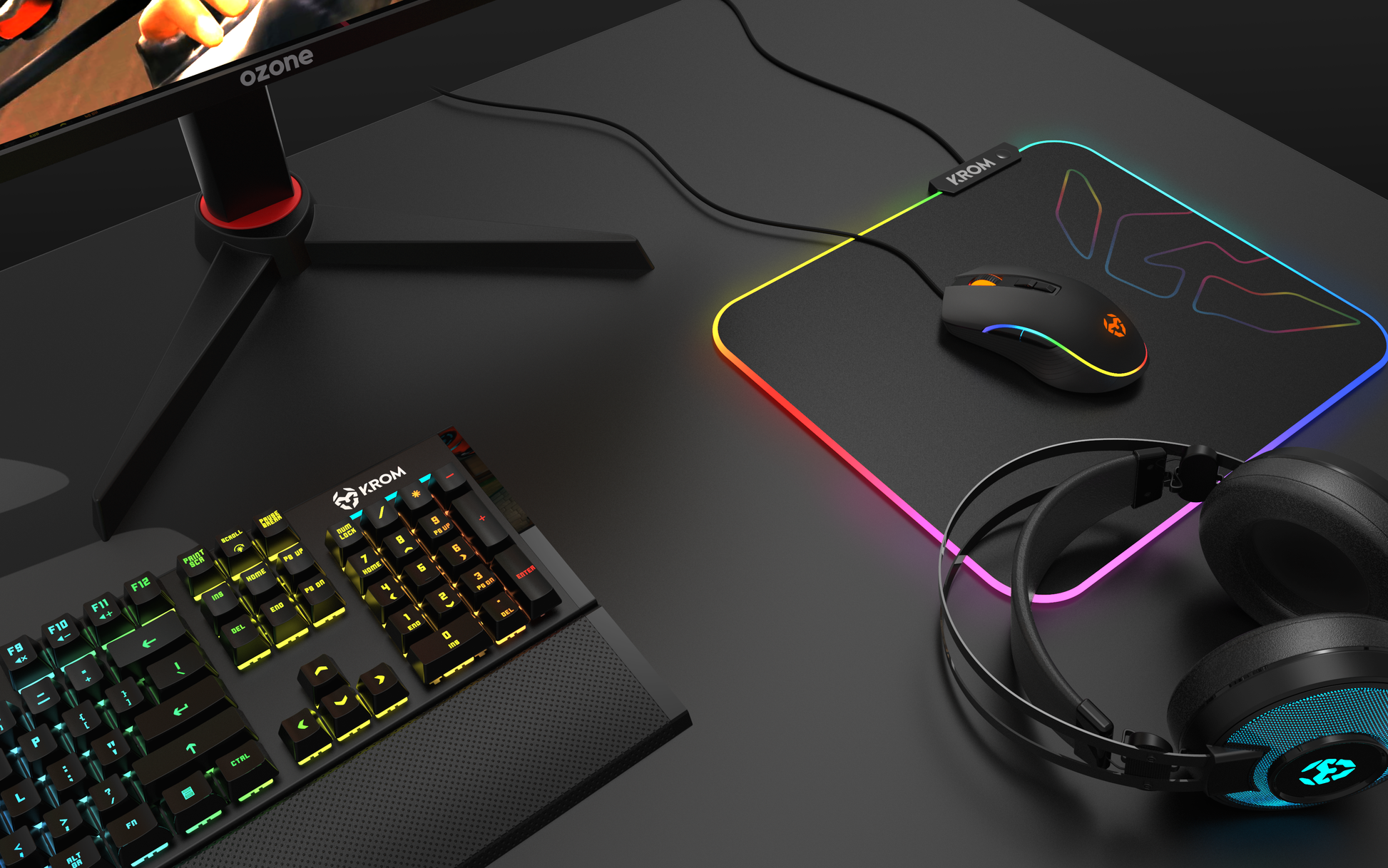 Mousepad Gamer Krom Knout Rgb 32x27cm Negro – imagen 4