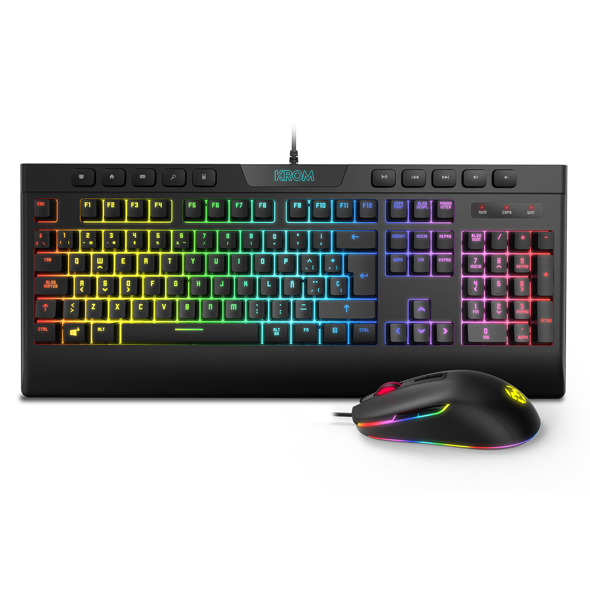 Kit Gamer 2 en 1 Krom Kalyos Rgb Teclado + Mouse Negro