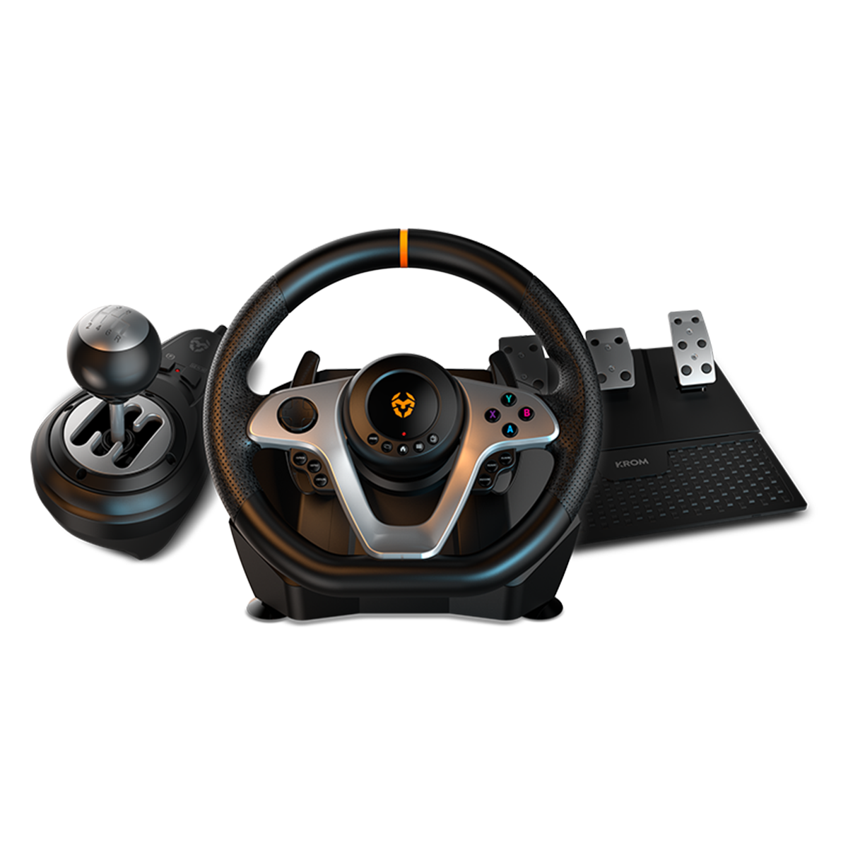 Kit Volante Con Pedales Krom K-Wheel Pro Pc Ps4 Xbox One Switch