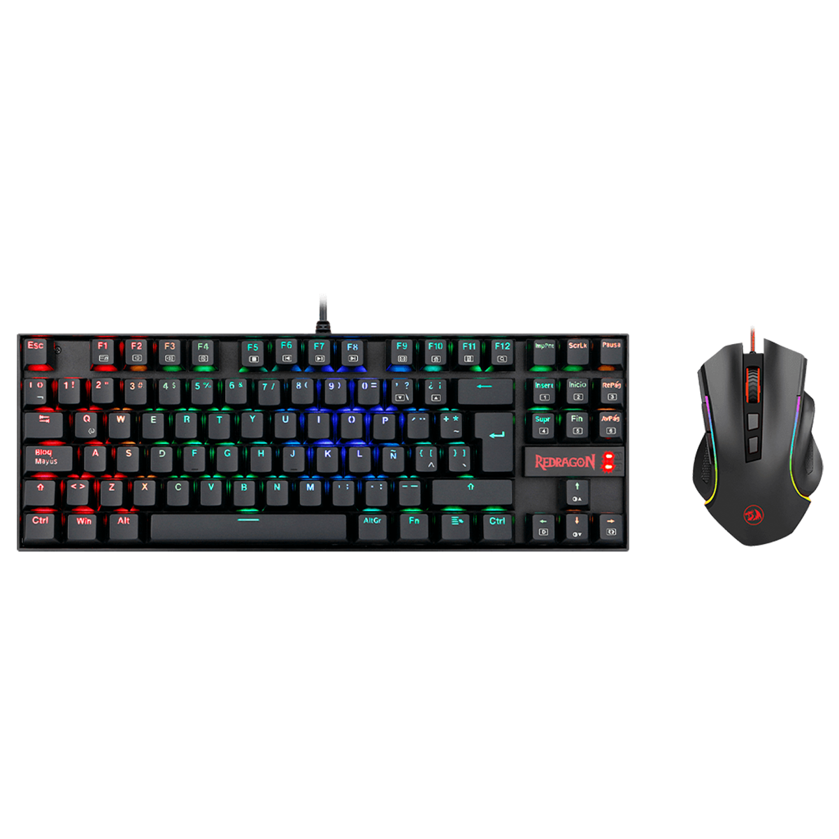 Combo Kit Gamer Redragon Teclado Mecanico Kumara Rgb + Mouse Griffin