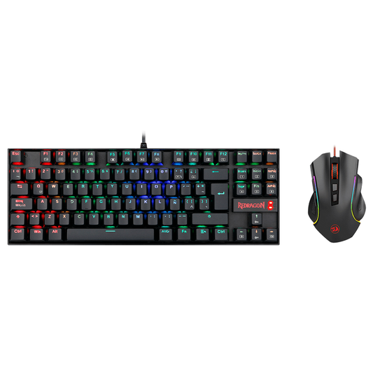 Combo Kit Gamer Redragon Teclado Mecanico Kumara Rgb + Mouse Griffin