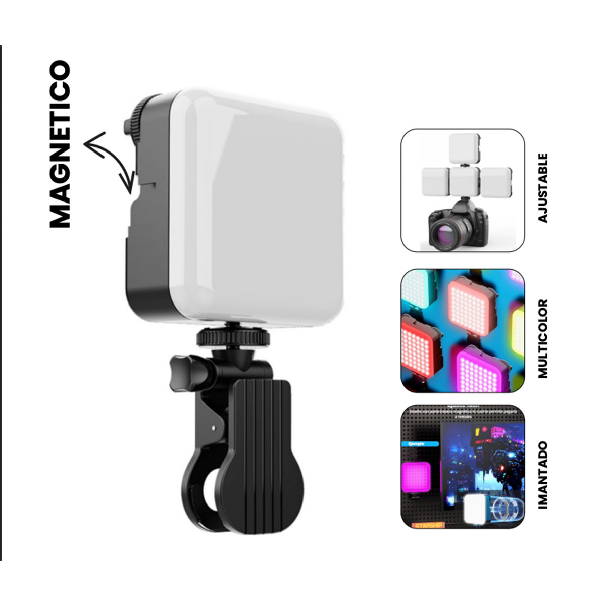 Mini Panel Led A16 Recargable Para Smarphone Negro – imagen 3