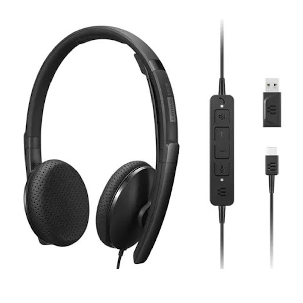 Audífonos Lenovo Wired VoIP Headset Teams Color Negro