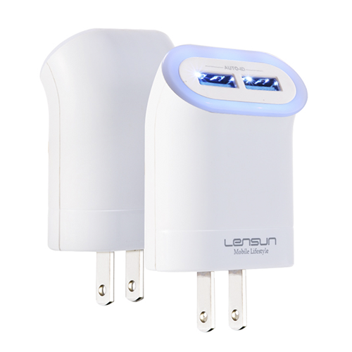 Cargador Dual Carga Rapida 2.4a Lensun Blanco