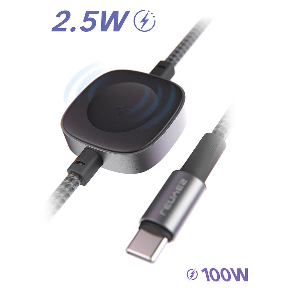 Cable Trenzado Tipo C a Tipo C Lenyes Lc540 + Carga Smartwatch Negro – imagen 3
