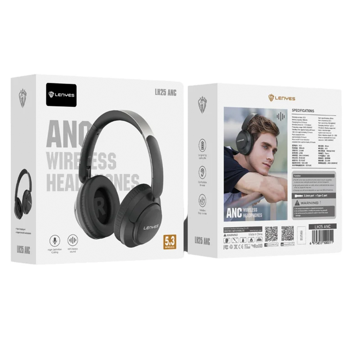 Audífonos Headset Bluetooth Lenyes Lh25 Anc Negro – imagen 2