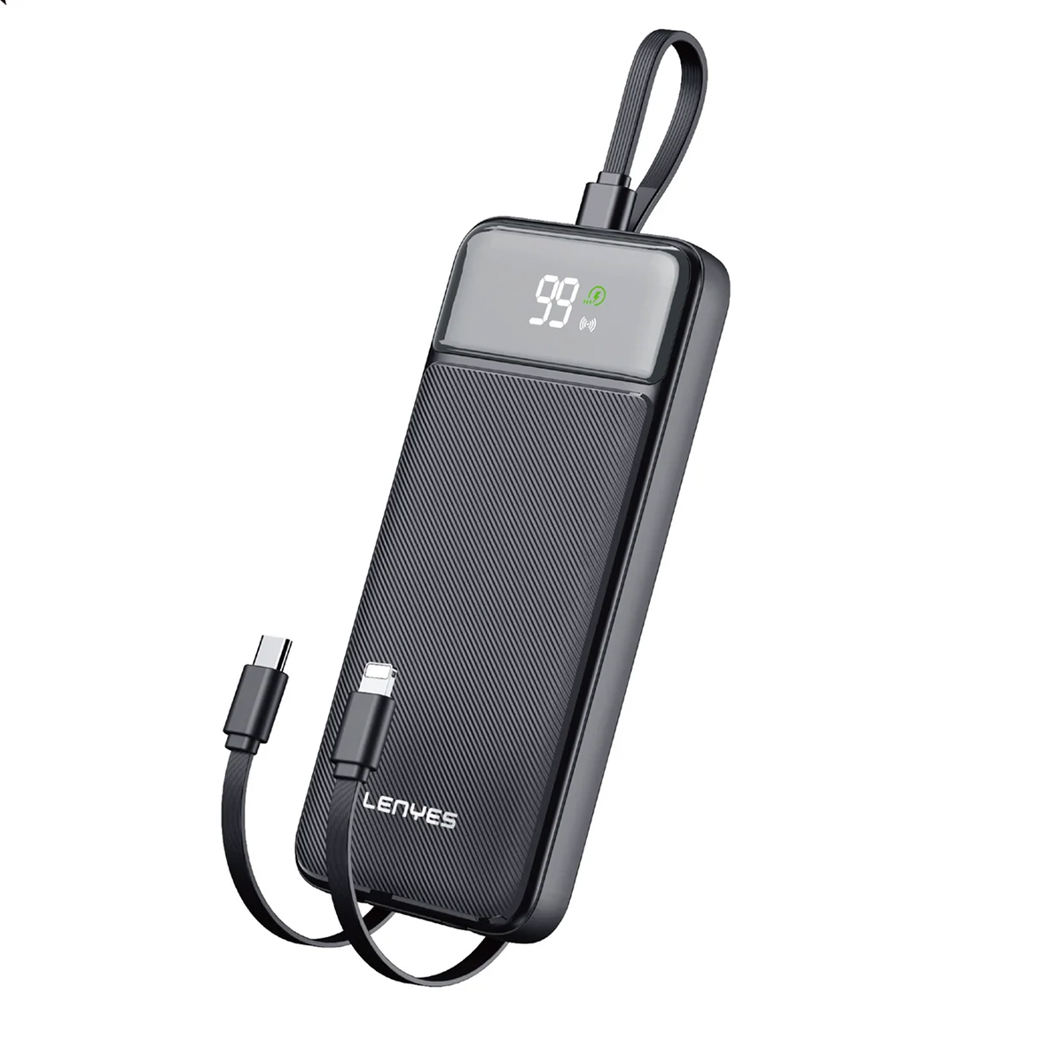 Powerbank Carga Rapida Lenyes Px155d 10000 Mah Con Cables Negro