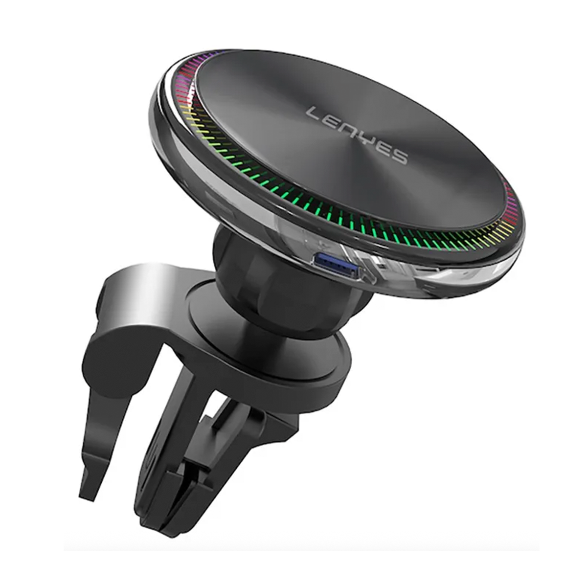 Cargador de Auto Inalambrico Rejilla Aire Lenyes Mhw012 Negro