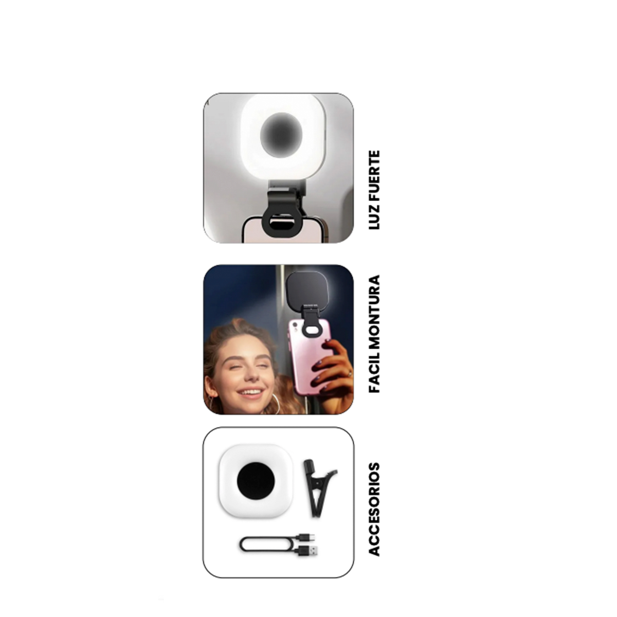 Mini Panel Led C03 Recargable Para Smarphone Negro – imagen 3