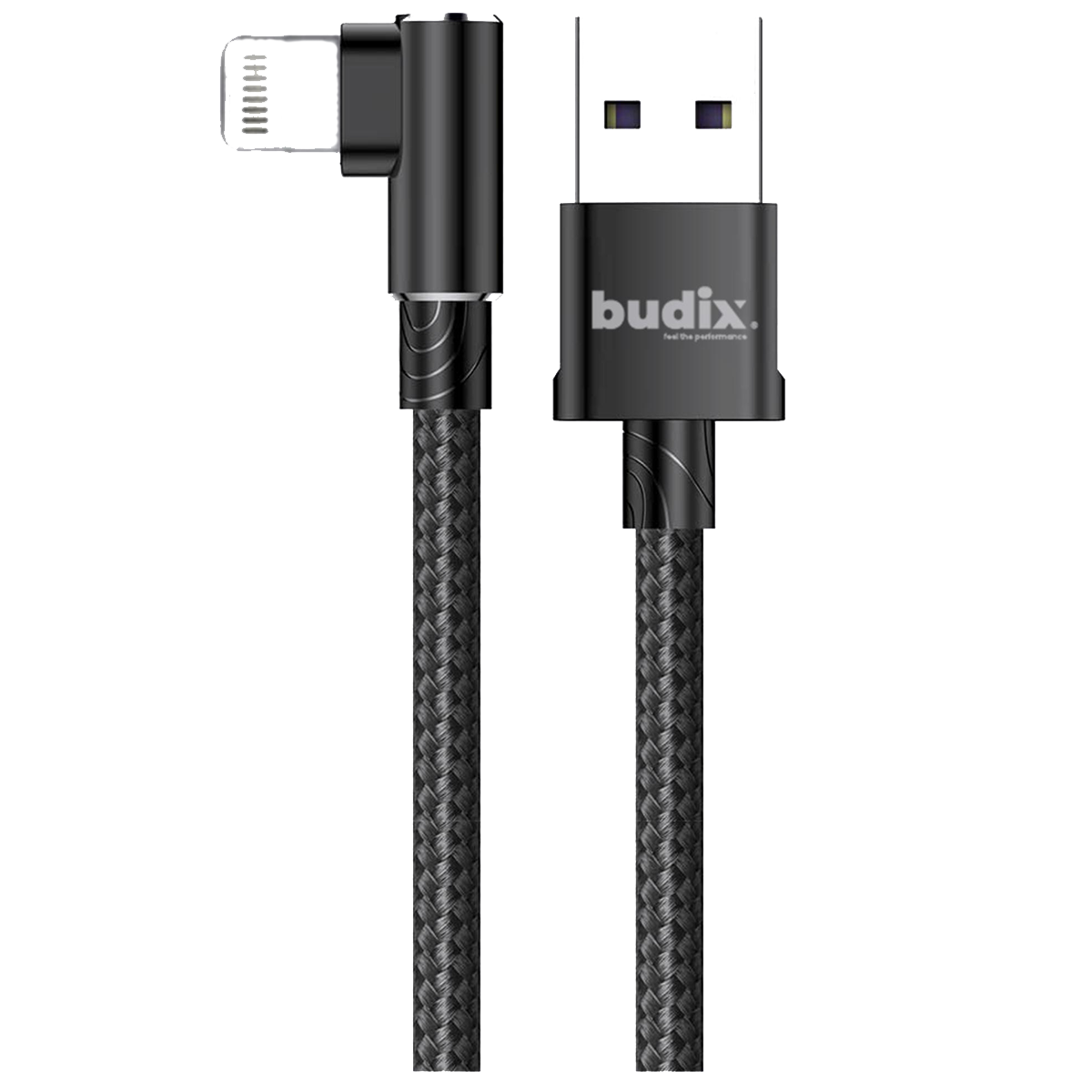 Cable Lightning Reforzado 90 Grados 1M Budix Negro