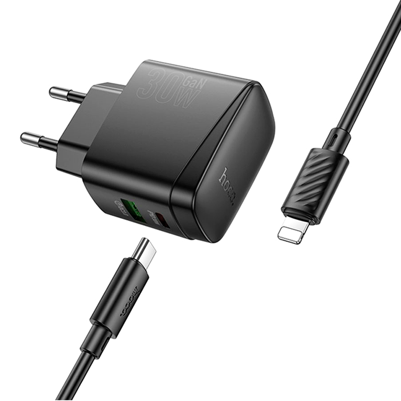 Cargador Carga Rapida Hoco Cs61a 30w + Cable Tipo C a Lightning – imagen 2