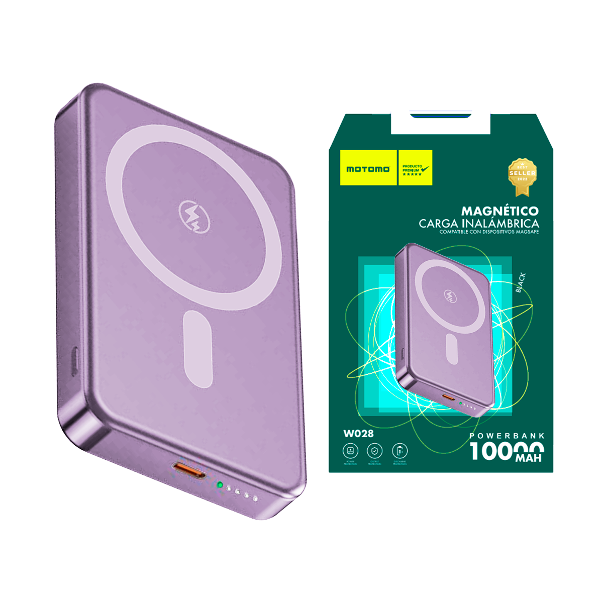 Bateria Cargador Magsafe iPhone Externa Magnetica 10000 Mah Lila – imagen 3