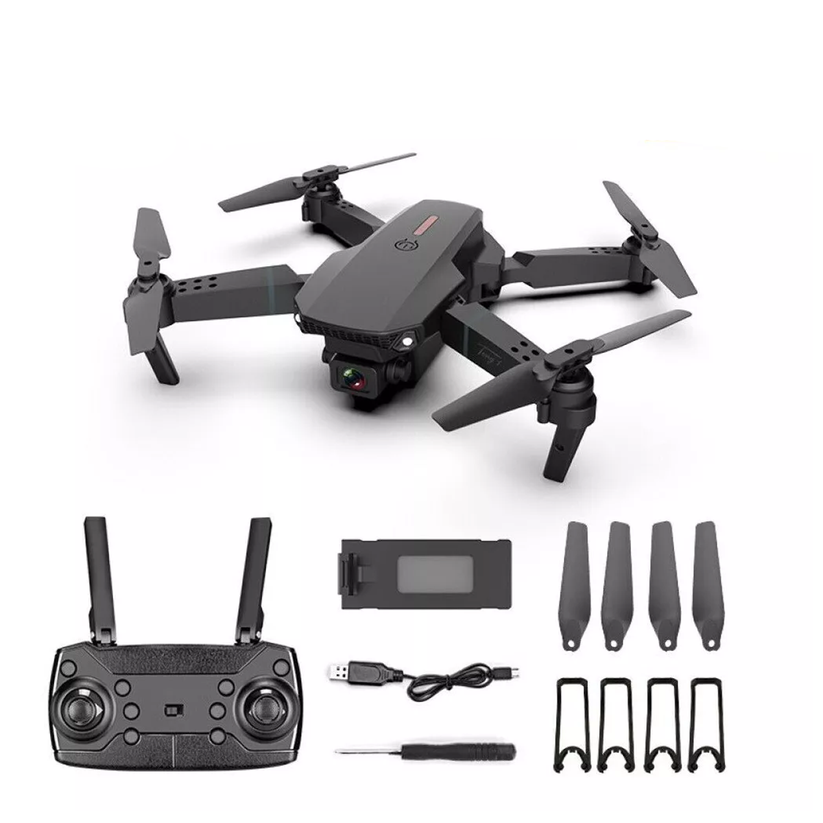 Dron Pro E88 Max Con Doble Camara + 2 Baterias Negro