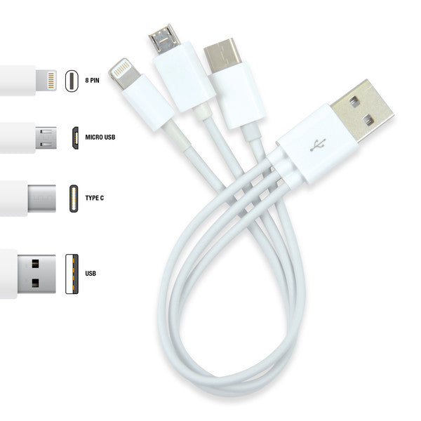 Cable Usb 3 en 1 Micro Usb Lightning Tipo C Ft-uca102 Blanco – imagen 2