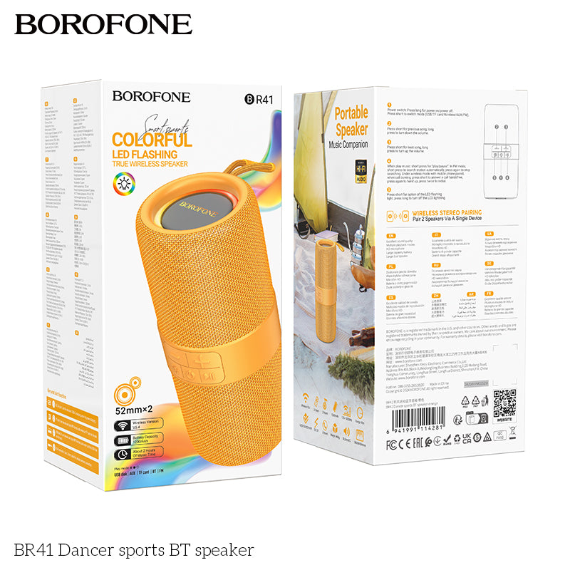 Parlante Inalambrico Bluetooth Borofone Br41 Fm Usb Tws Naranjo – imagen 4