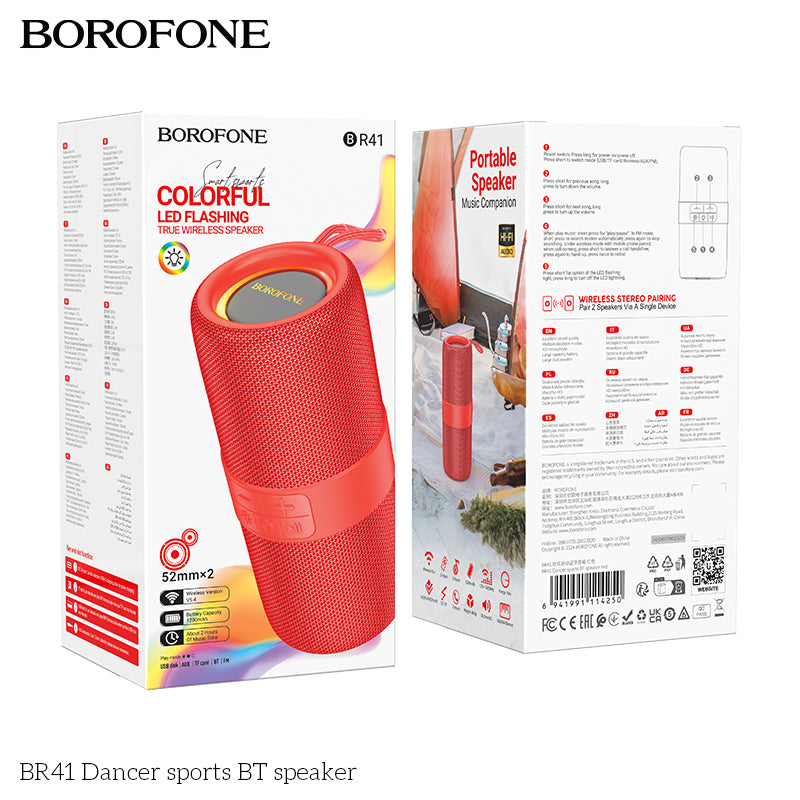 Parlante Inalambrico Bluetooth Borofone Br41 Fm Usb Tws Rojo – imagen 4