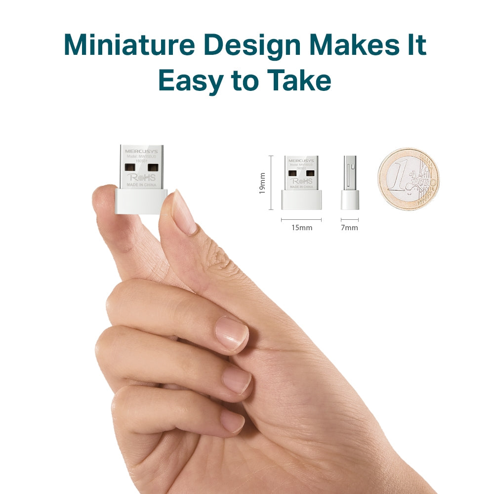 Mini Adaptador Wifi Usb Nano Mercusys N150 Mw150us – imagen 3