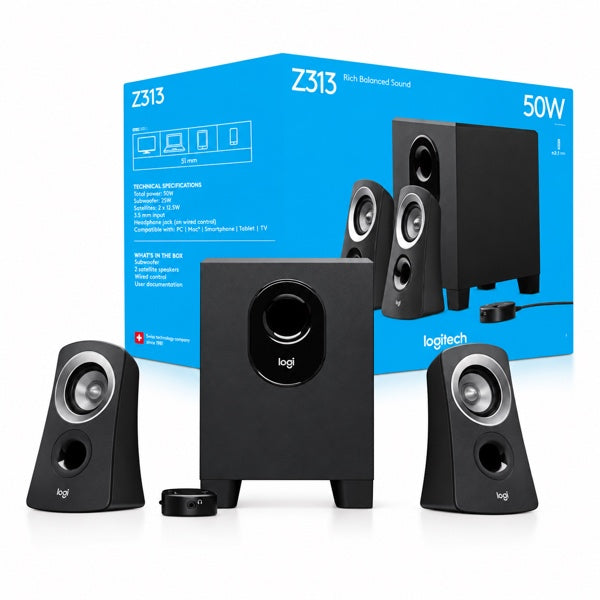 Parlantes Logitech Z313 Sistema 2.1 con Subwoofer 25W RMS